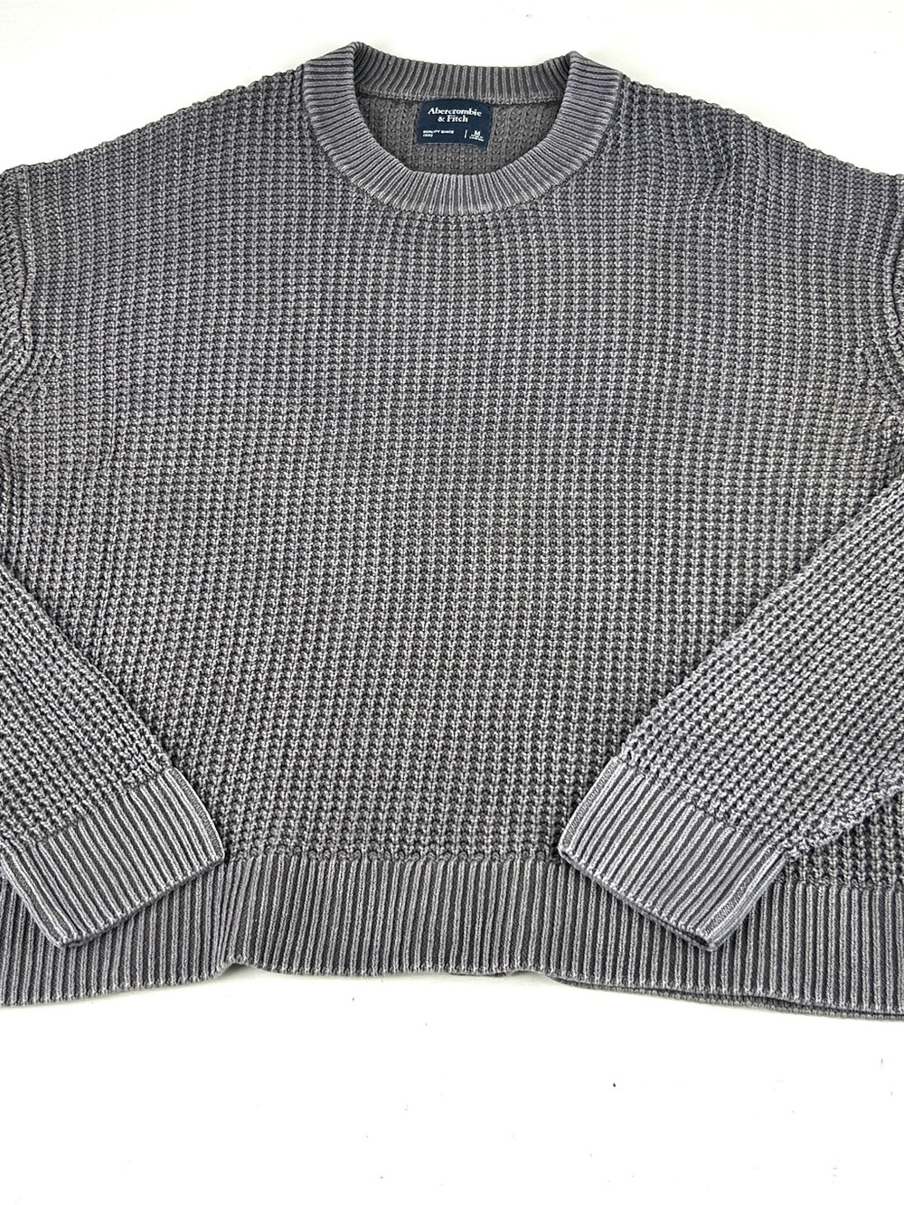 Abercrombie & Fitch Men's brown Waffle-Knit Crewneck Sweater